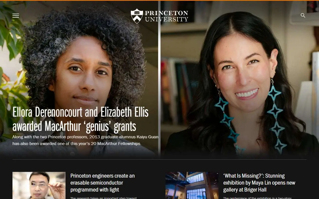 Tampilan website resmi Universitas Princeton (princeton.edu)