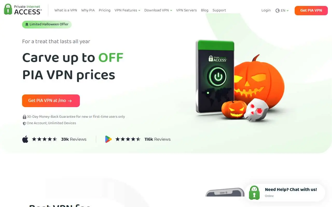 Tampilan website resmi Private Internet Access (privateinternetaccess.com)