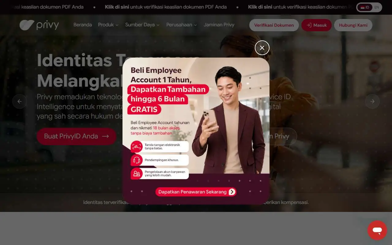 Tampilan website resmi PrivyID (privy.id)