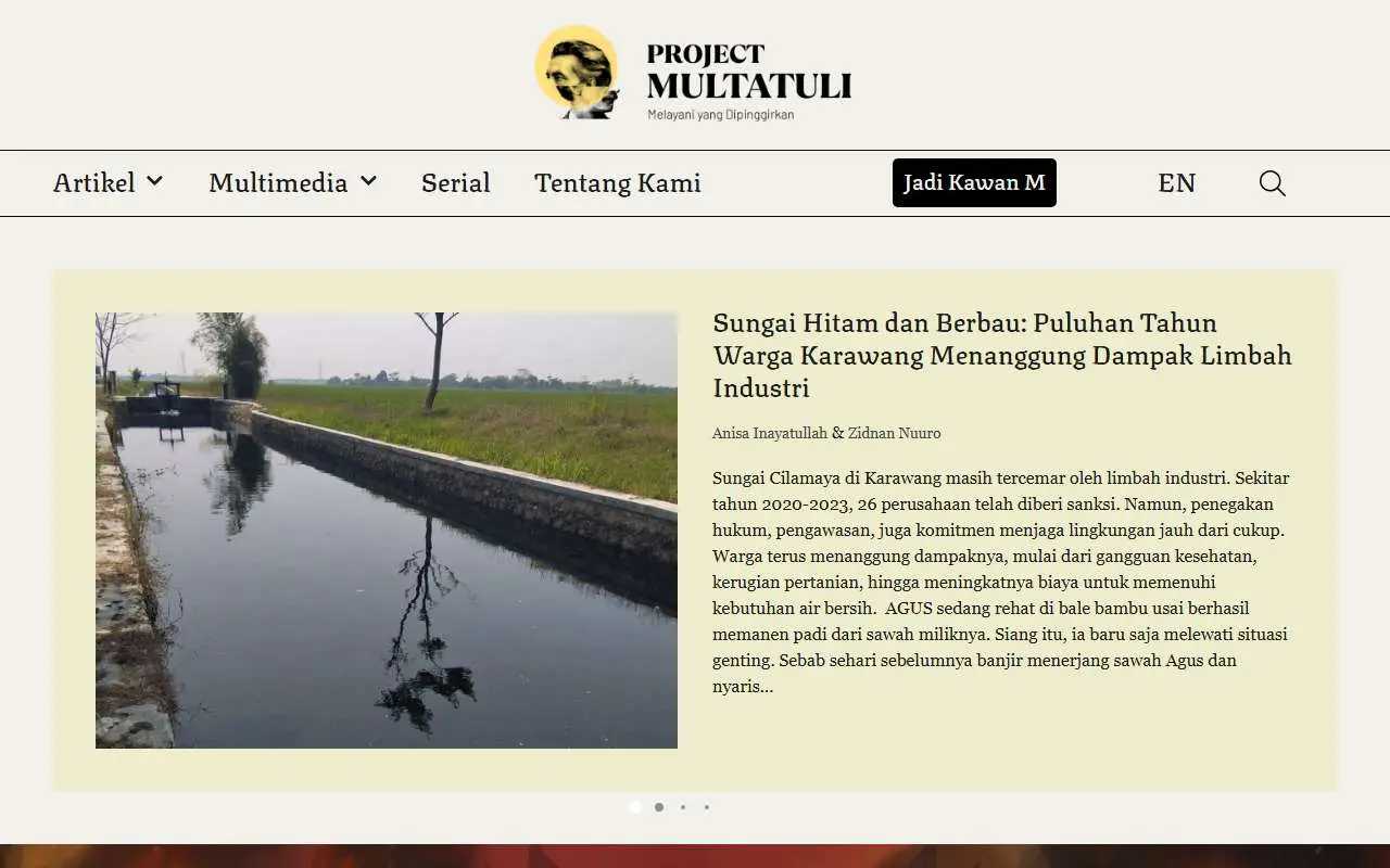 Tampilan website resmi Project Multatuli (projectmultatuli.org)