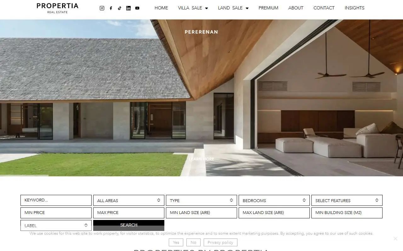 Tampilan website resmi Propertia (propertia.com)