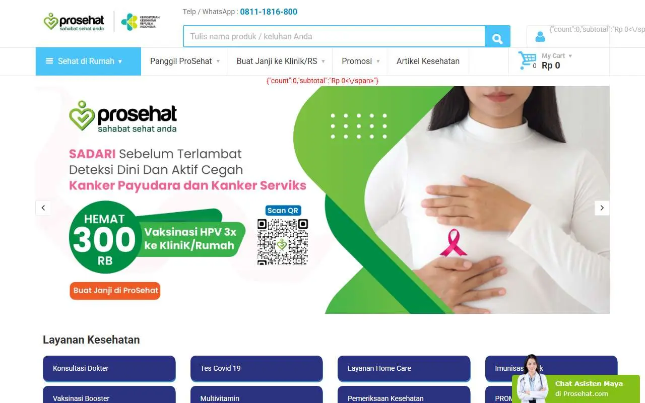 Tampilan website resmi ProSehat (prosehat.com)