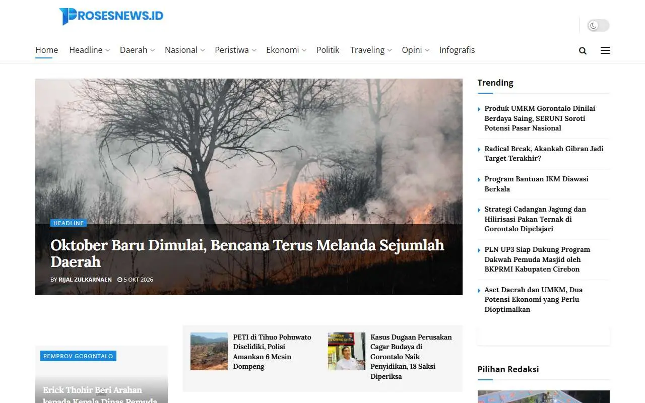Tampilan website resmi Prosesnews (prosesnews.id)
