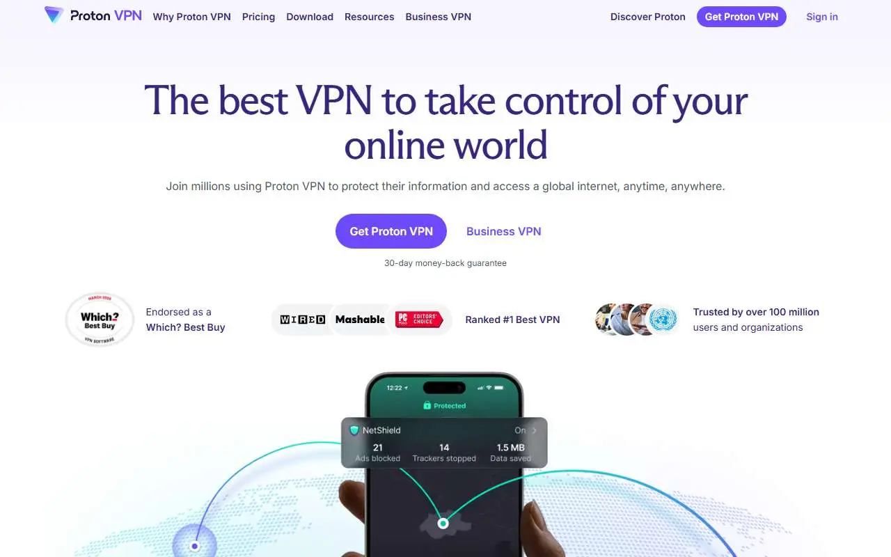 Tampilan website resmi Proton VPN (protonvpn.com)