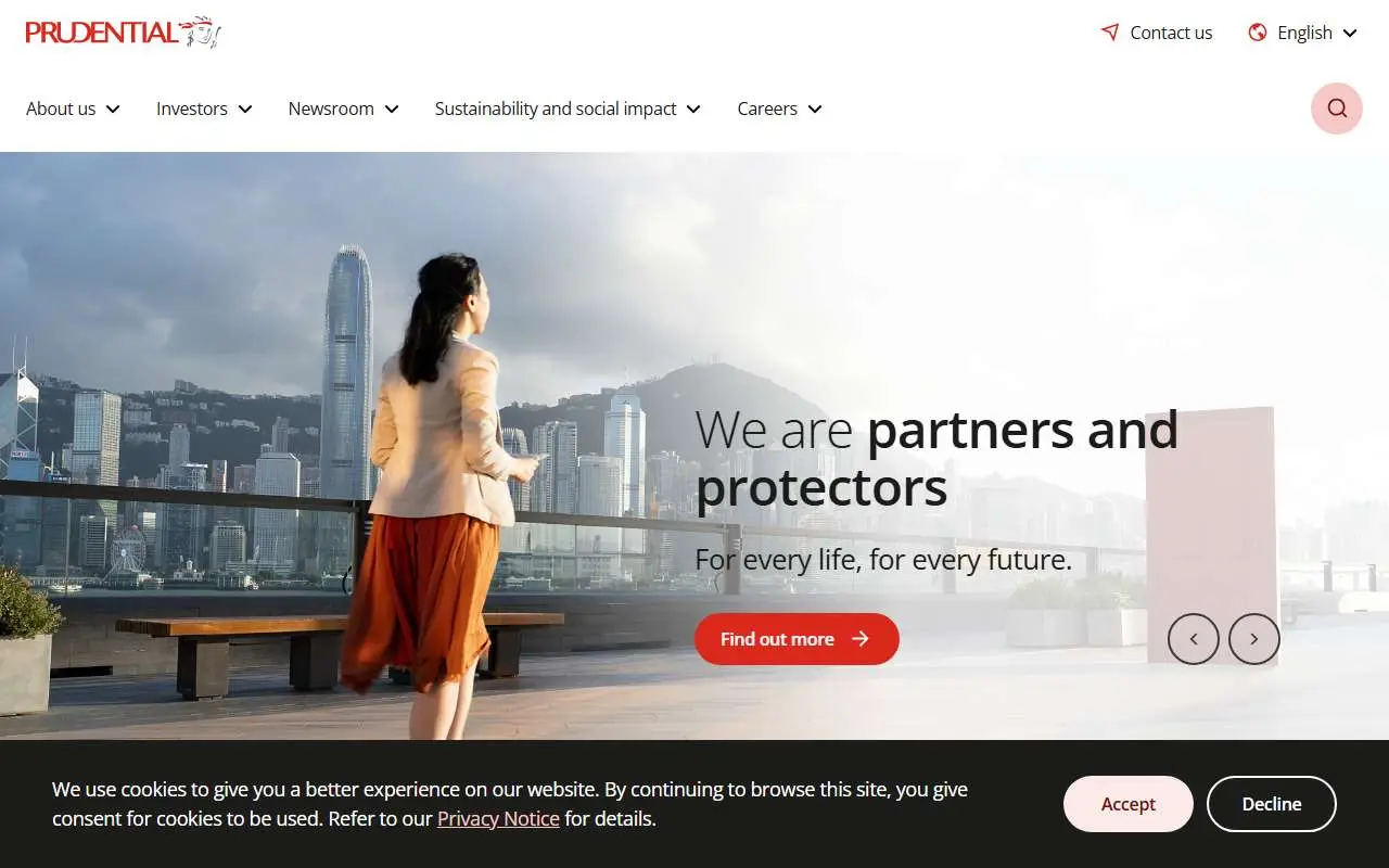 Tampilan website resmi Prudential plc (prudentialplc.com)