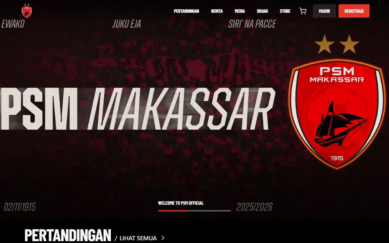 Tampilan website resmi PSM Makassar (psmmakassar.co.id)