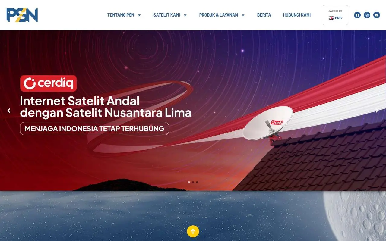 Tampilan website resmi Pasifik Satelit Nusantara (psn.co.id)