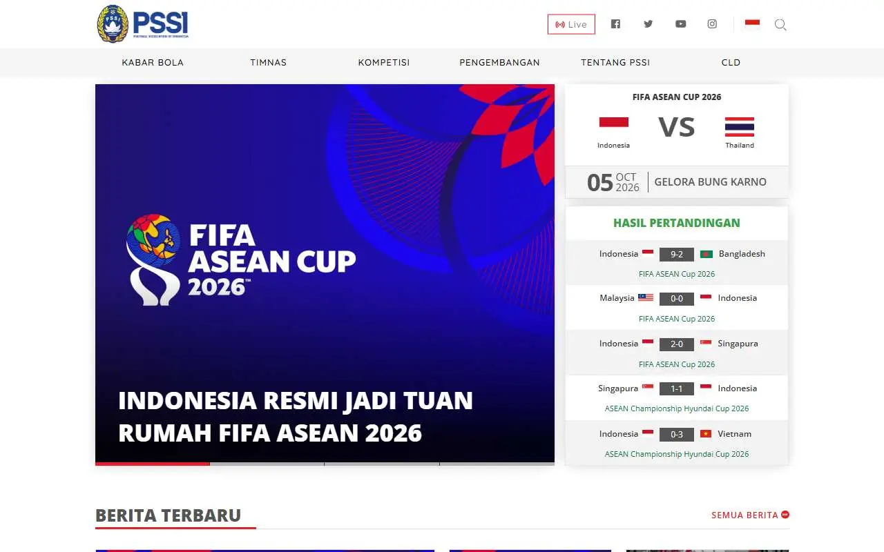 Tampilan website resmi PSSI (pssi.org)