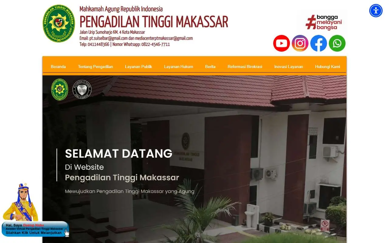 Tampilan website resmi Pengadilan Tinggi Makassar (pt-makassar.go.id)