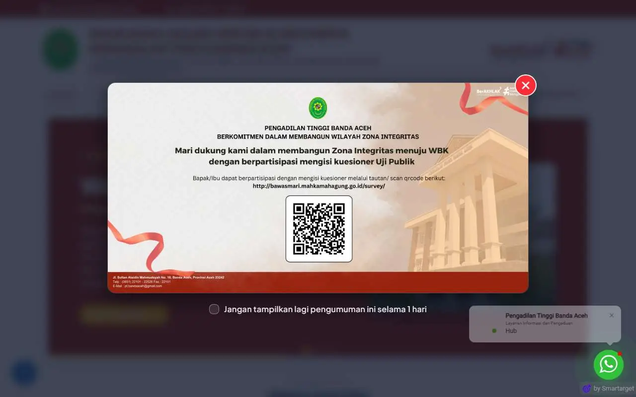 Tampilan website resmi Pengadilan Tinggi Banda Aceh (pt-nad.go.id)