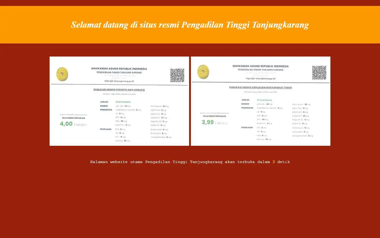 Tampilan website resmi Pengadilan Tinggi Tanjung Karang (pt-tanjungkarang.go.id)