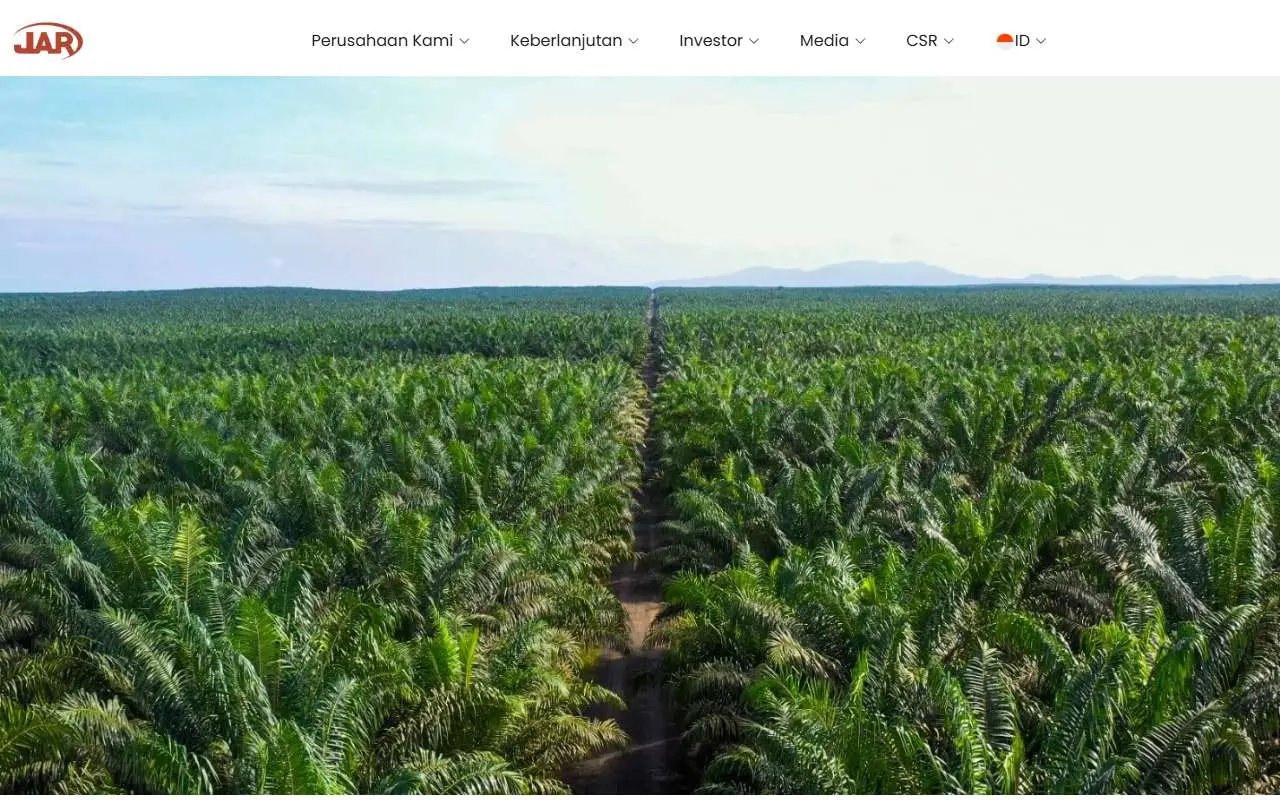 Tampilan website resmi Jhonlin Agro Raya (ptjar.com)