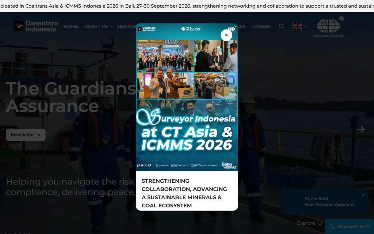 Tampilan website resmi Surveyor Indonesia (ptsi.co.id)
