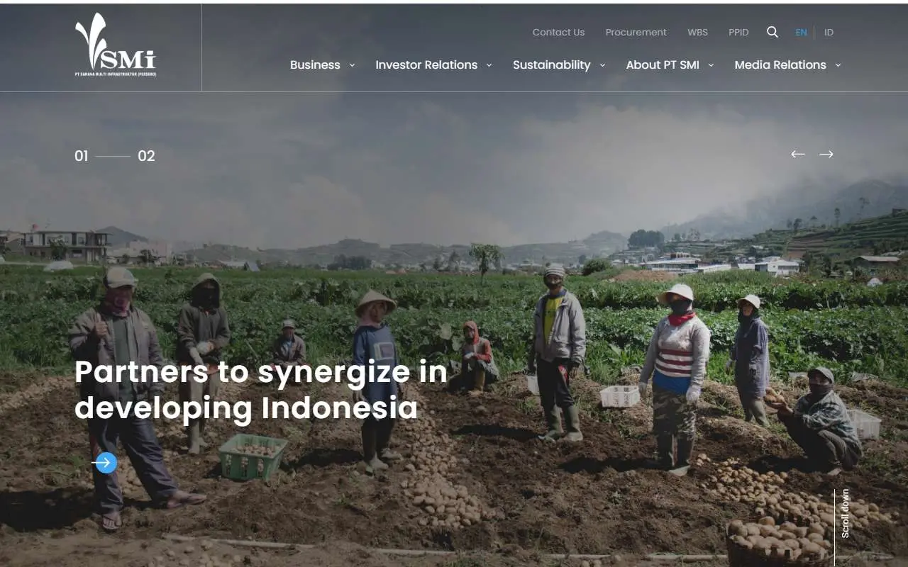 Tampilan website resmi Sarana Multi Infrastruktur (ptsmi.co.id)