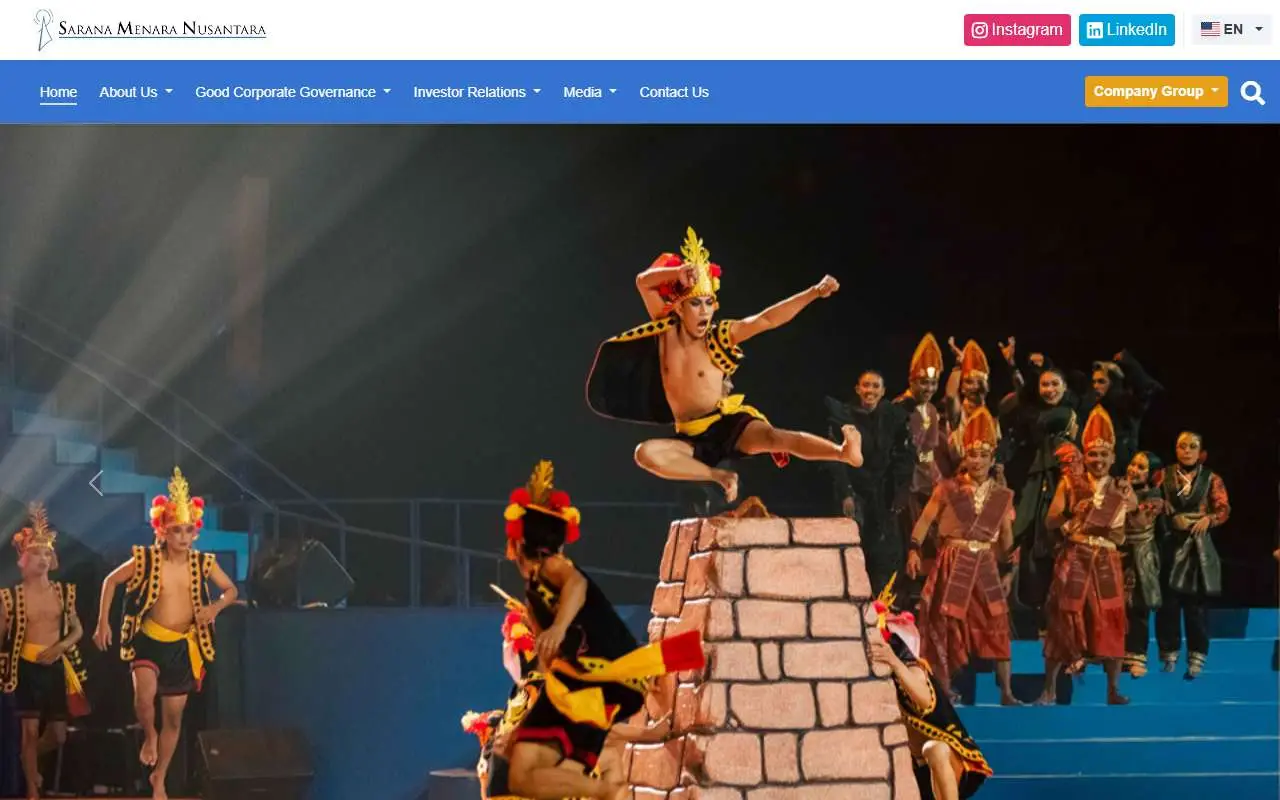 Tampilan website resmi Sarana Menara Nusantara (ptsmn.co.id)