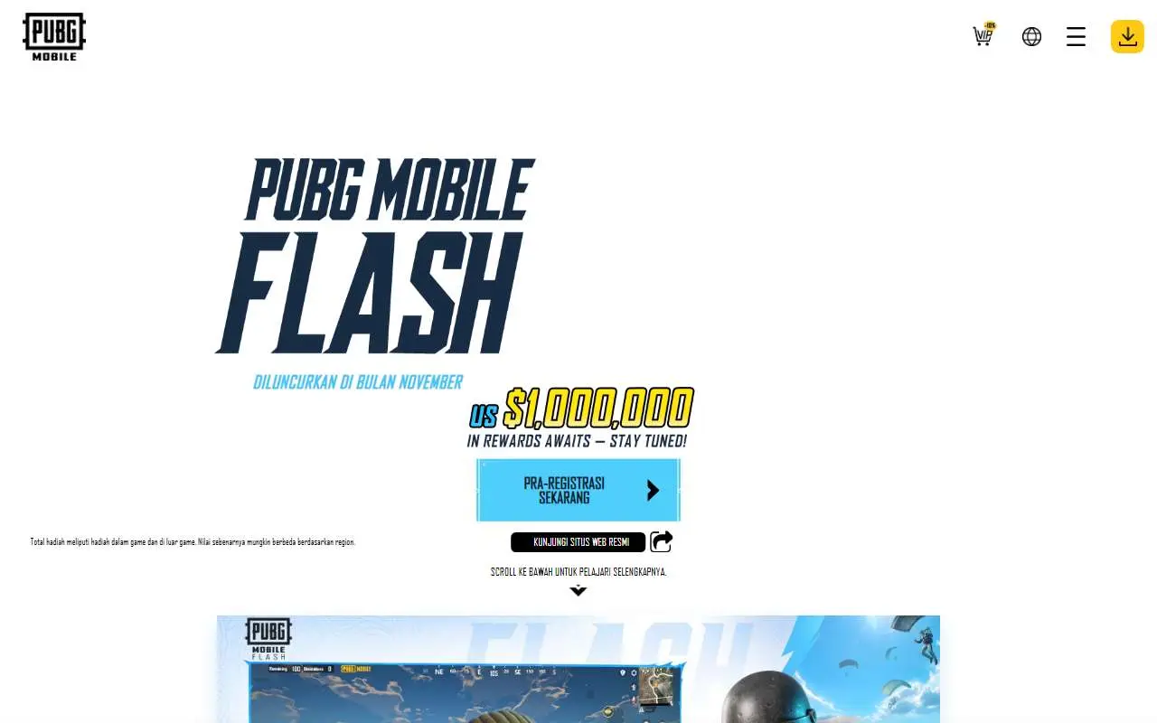 Tampilan website resmi PUBG MOBILE (pubgmobile.com)