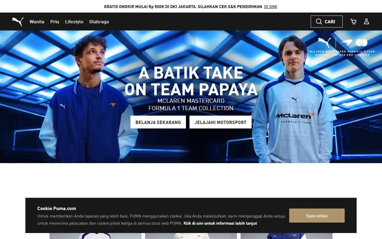 Tampilan website resmi PUMA Indonesia (puma.com)