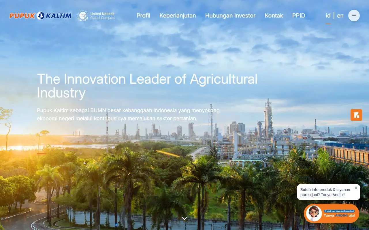 Tampilan website resmi Pupuk Kalimantan Timur (pupukkaltim.com)
