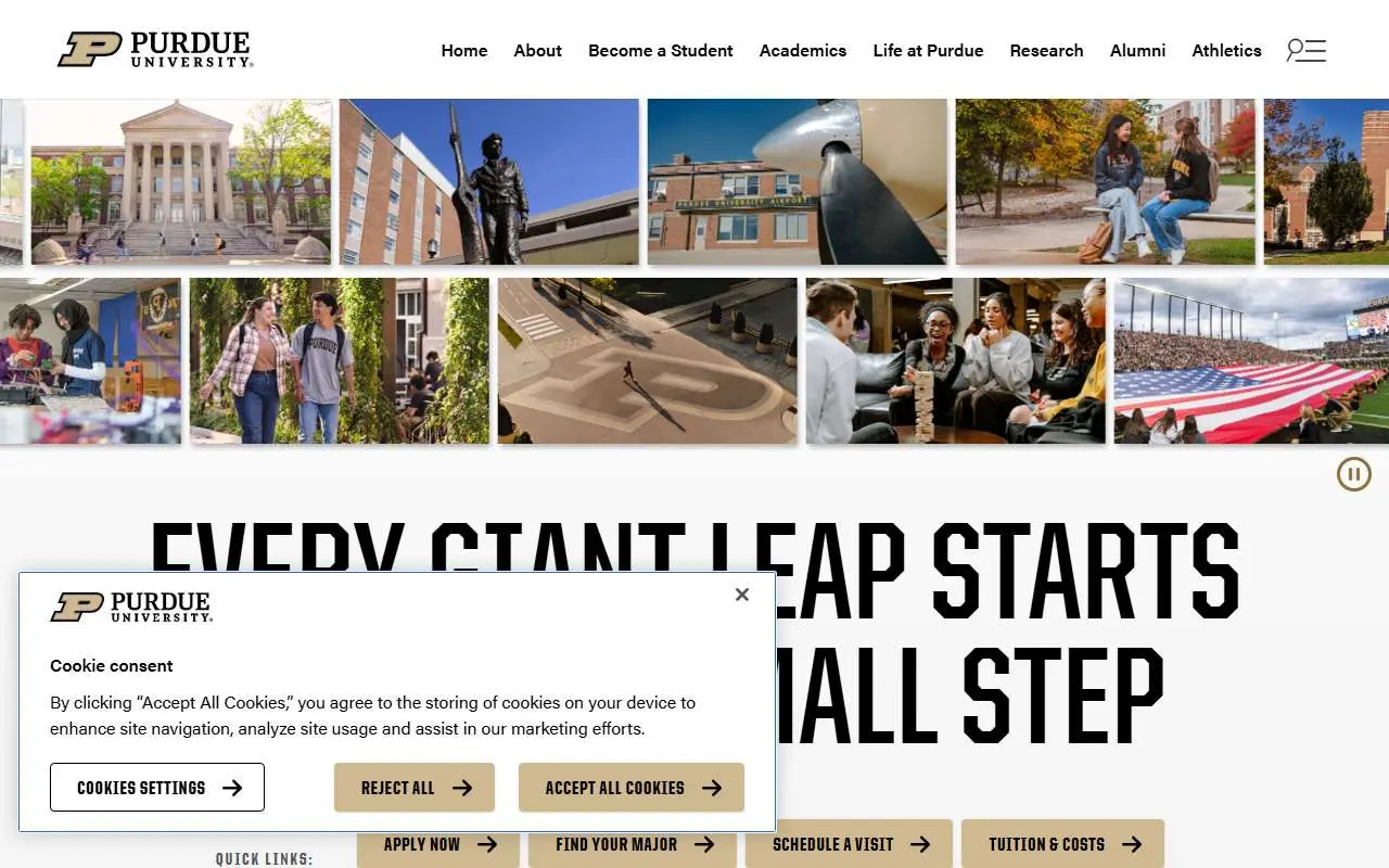 Tampilan website resmi Universitas Purdue (purdue.edu)