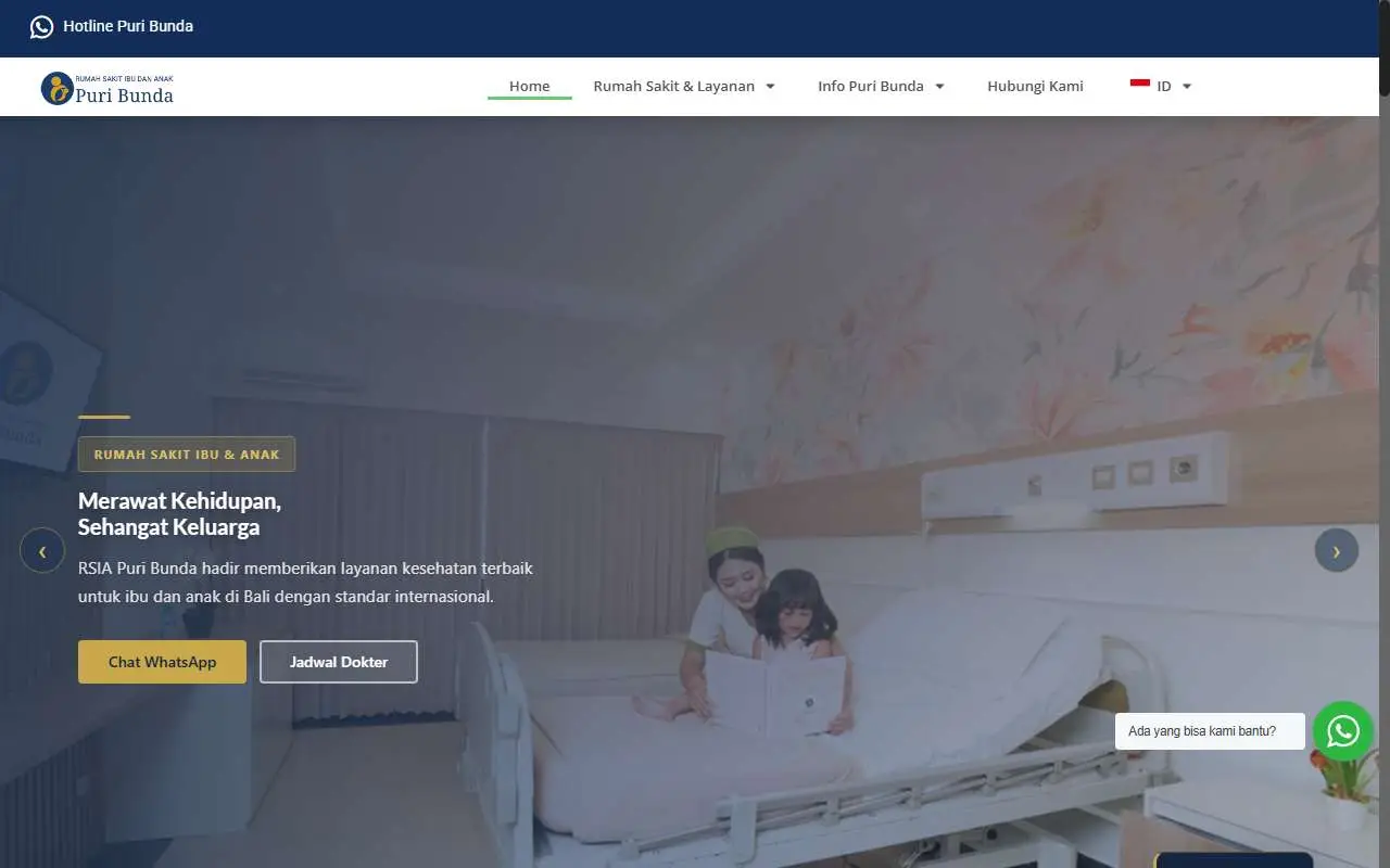 Tampilan website resmi RSIA Puri Bunda Denpasar (puribunda.com)