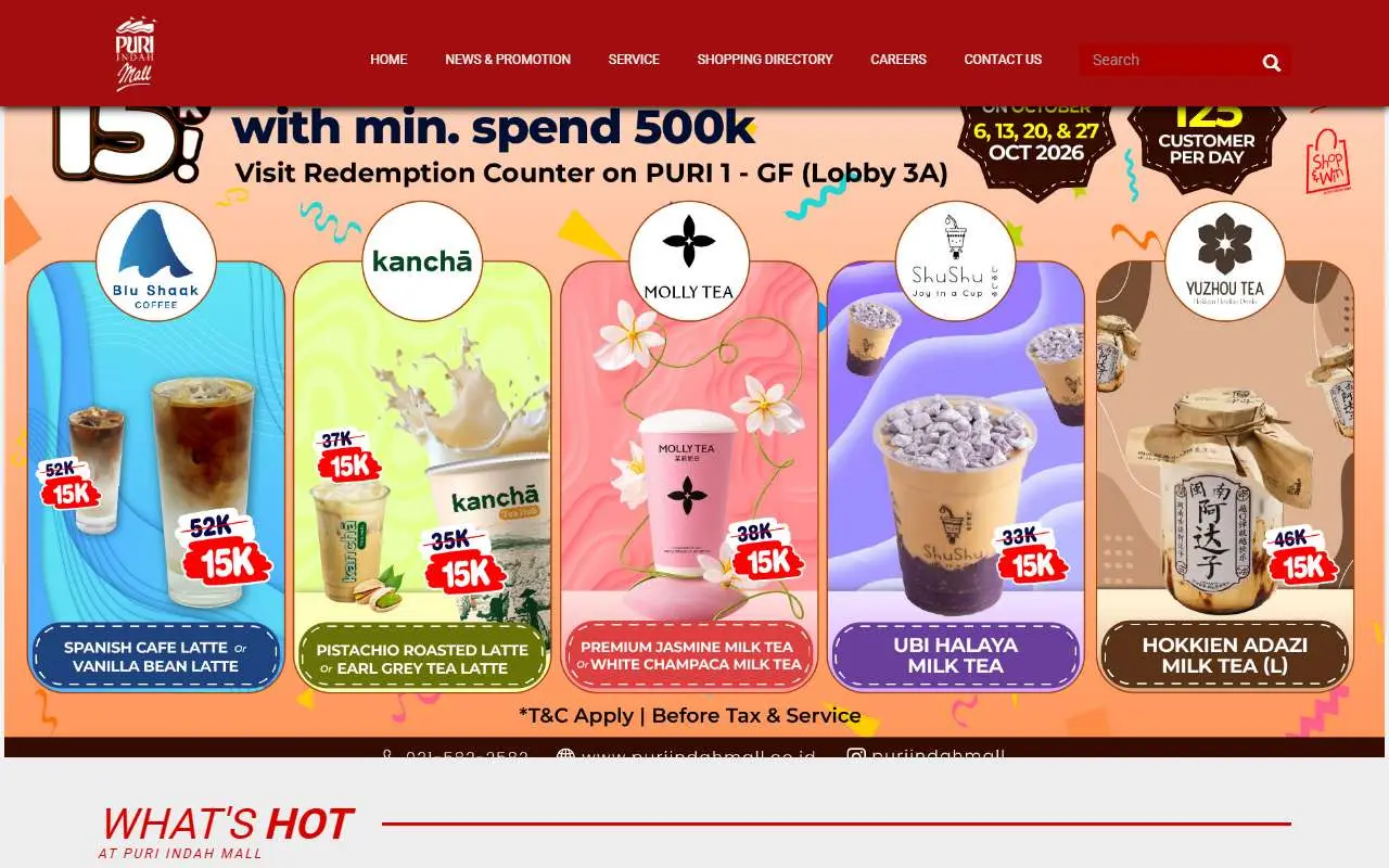 Tampilan website resmi Mal Puri Indah (puriindahmall.co.id)