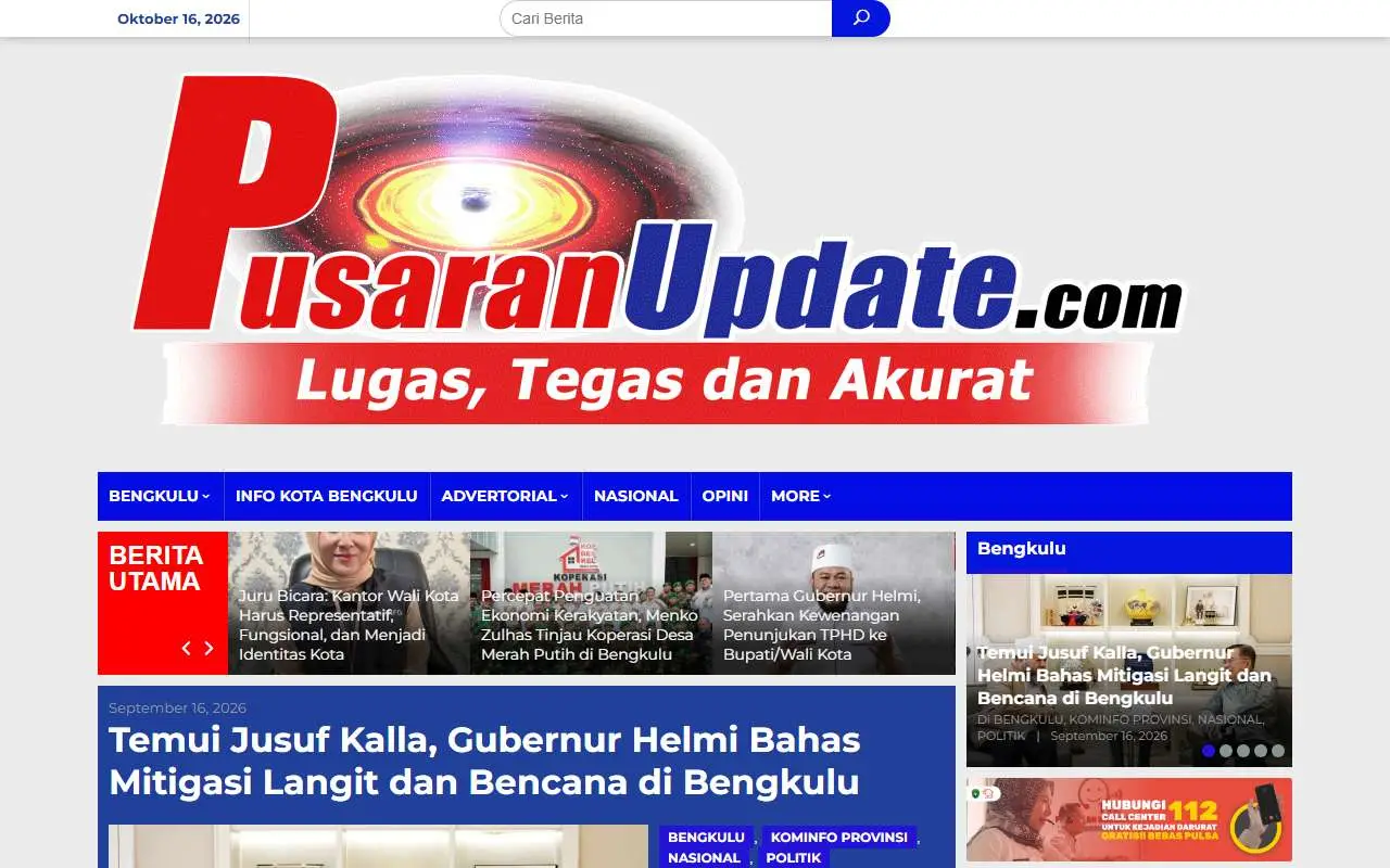 Tampilan website resmi Pusaran Update (pusaranupdate.com)