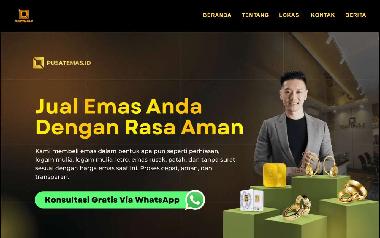 Tampilan website resmi Pusat Emas (pusatemas.id)