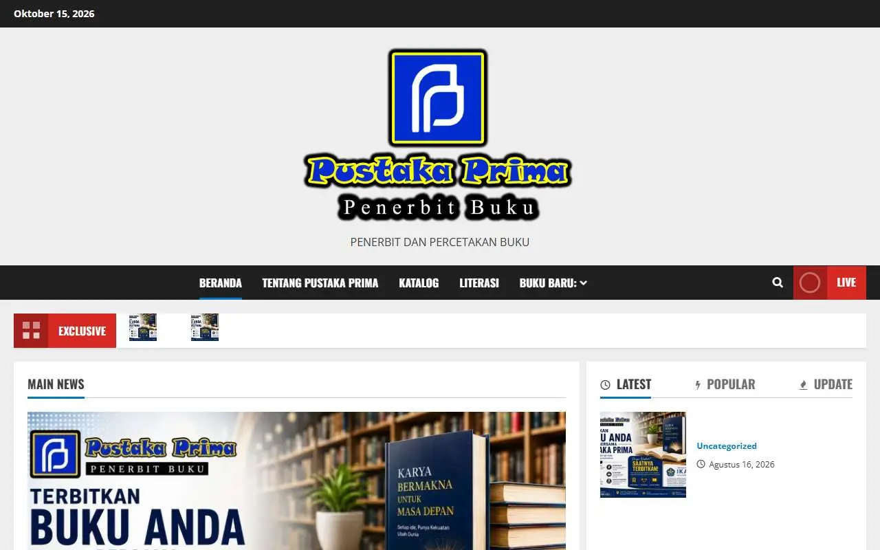 Tampilan website resmi Pustaka Prima (pustakaprima.com)