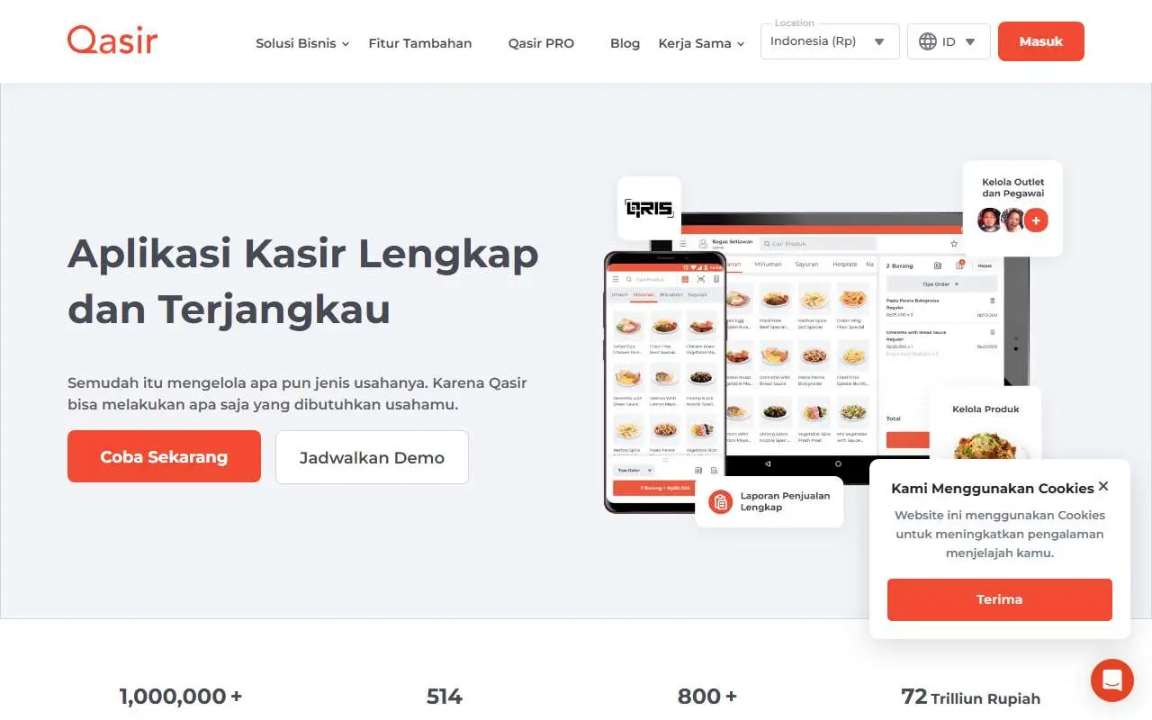 Tampilan website resmi Qasir (qasir.id)