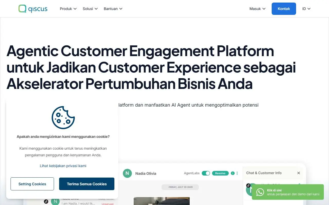 Tampilan website resmi Qiscus (qiscus.com)