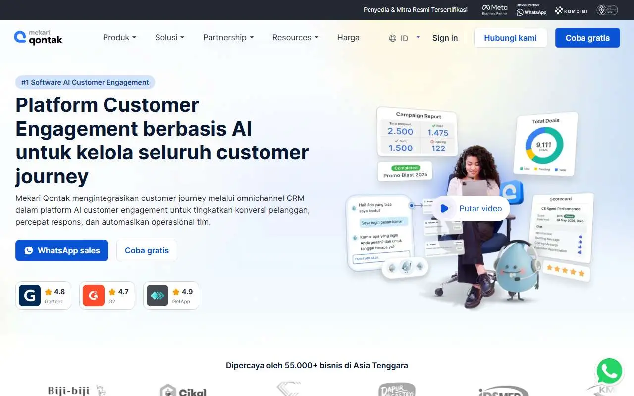 Tampilan website resmi Qontak (qontak.com)