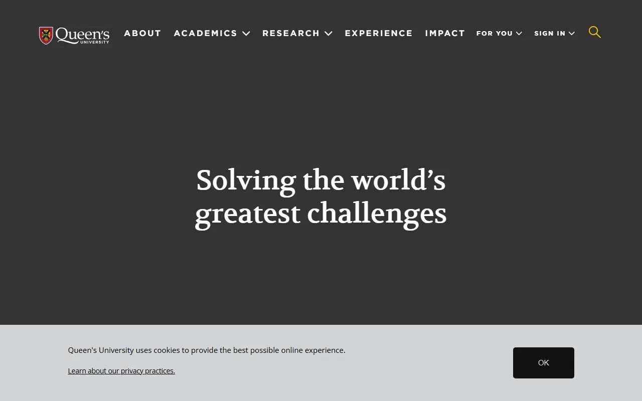 Tampilan website resmi Queen's University (queensu.ca)