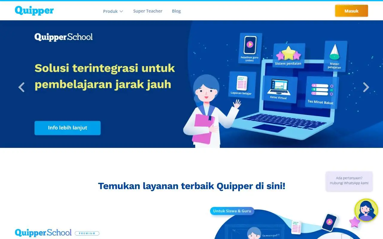Tampilan website resmi Quipper (quipper.com)