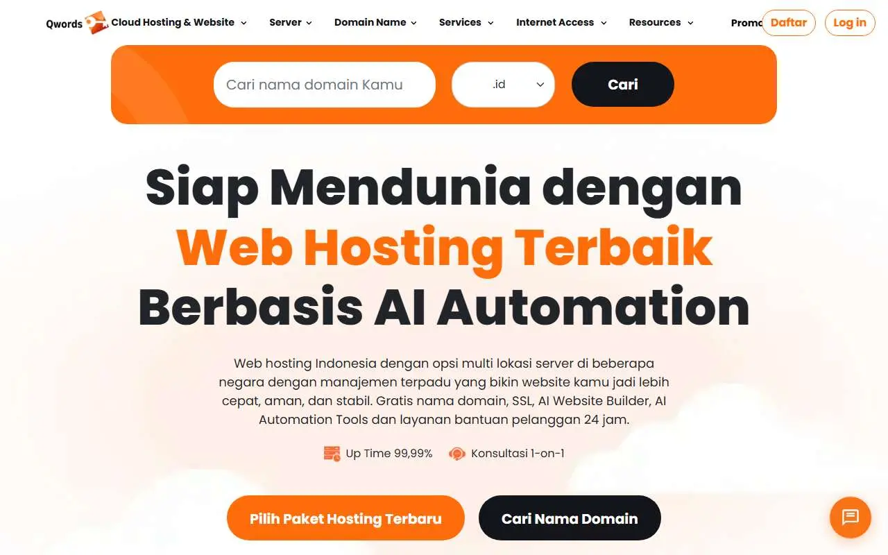 Tampilan website resmi Qwords (qwords.com)