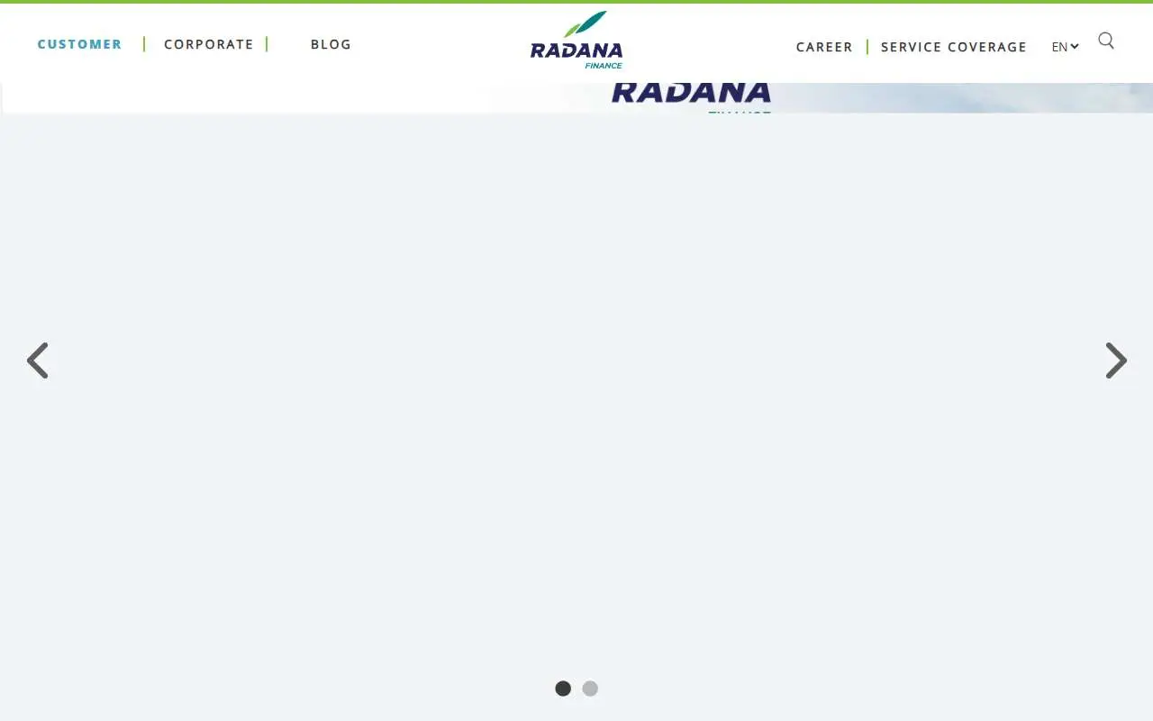 Tampilan website resmi Radana Finance (radanafinance.co.id)