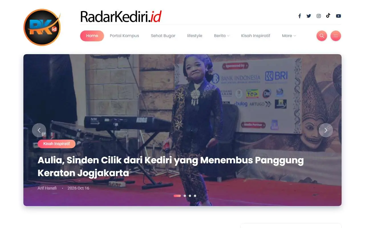 Tampilan website resmi Radar Kediri (radarkediri.id)