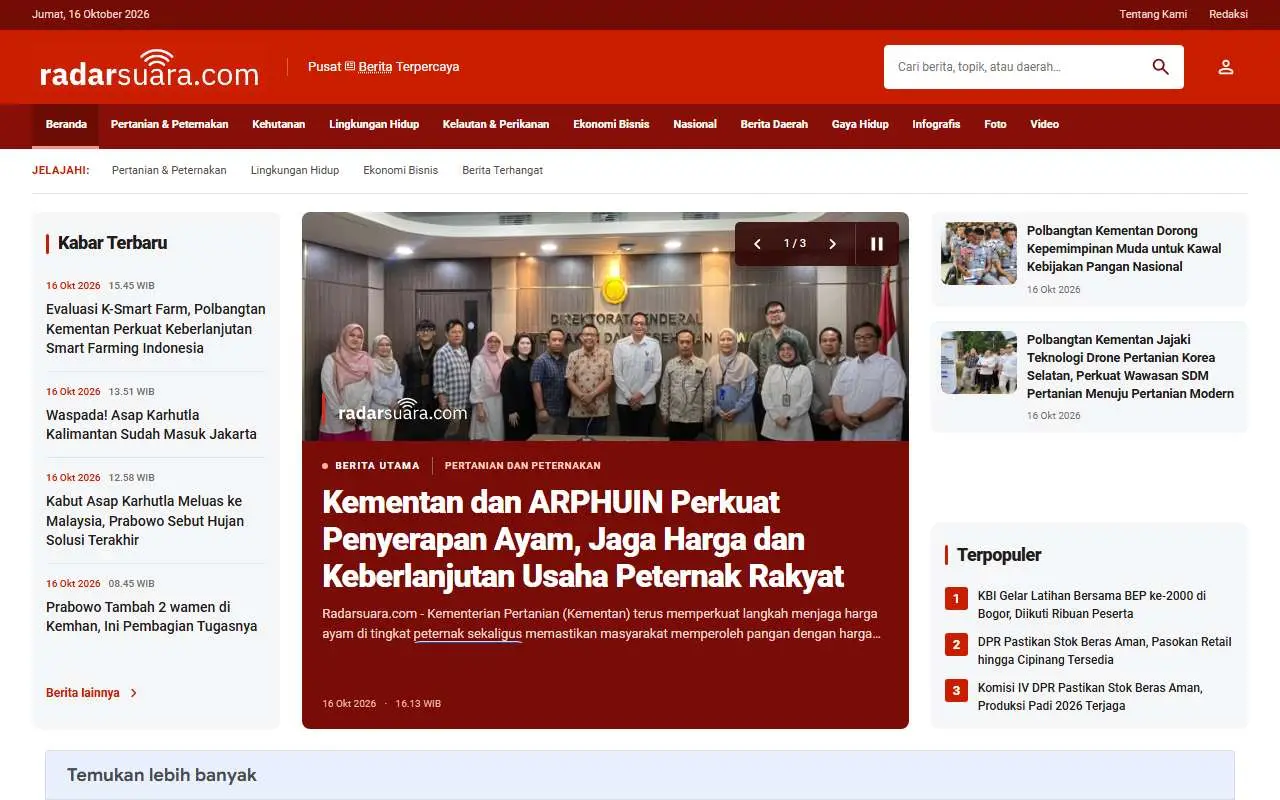 Tampilan website resmi Radar Suara (radarsuara.com)