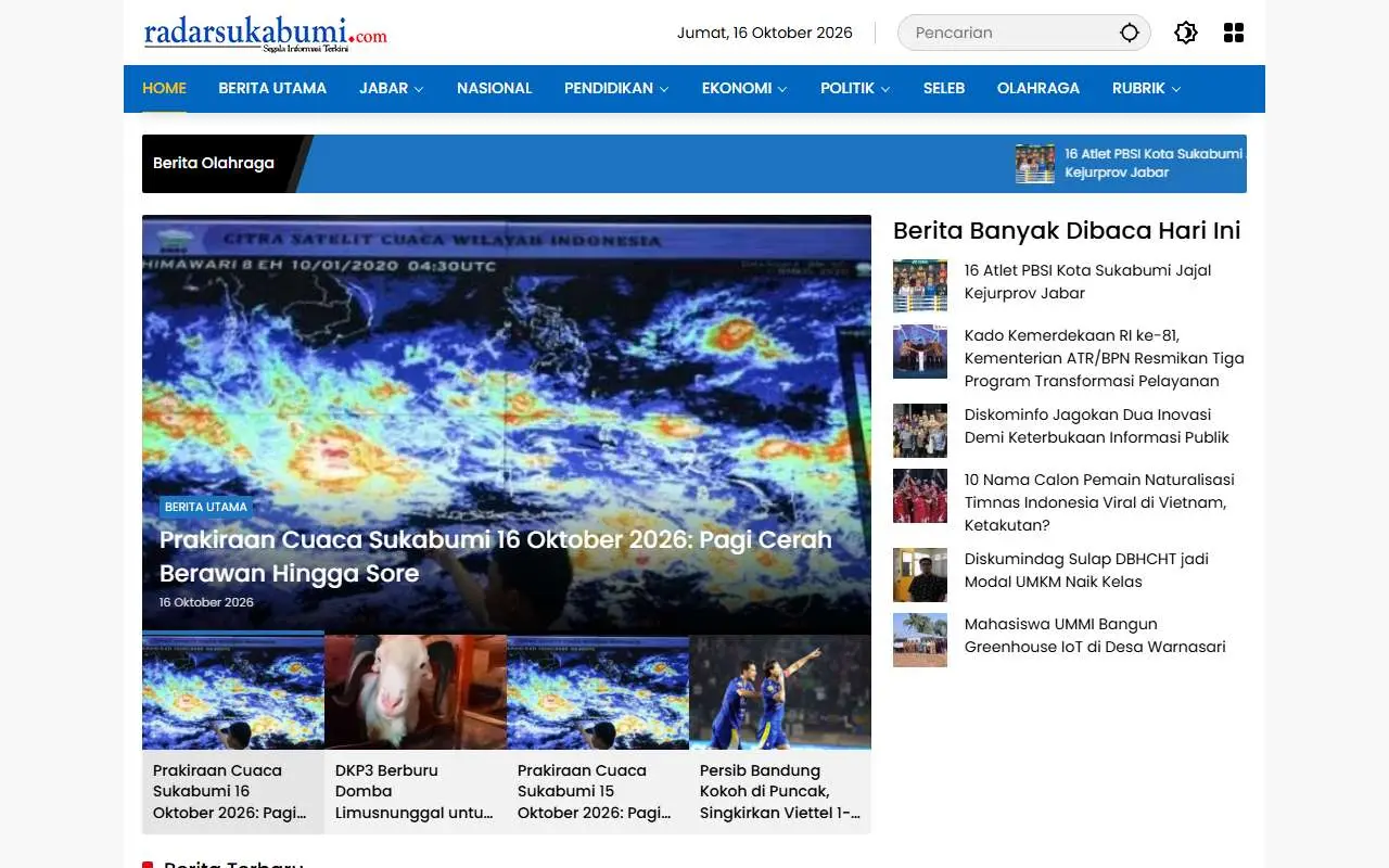 Tampilan website resmi Radar Sukabumi (radarsukabumi.com)