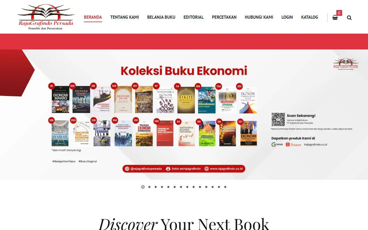 Tampilan website resmi Raja Grafindo Persada (rajagrafindo.co.id)