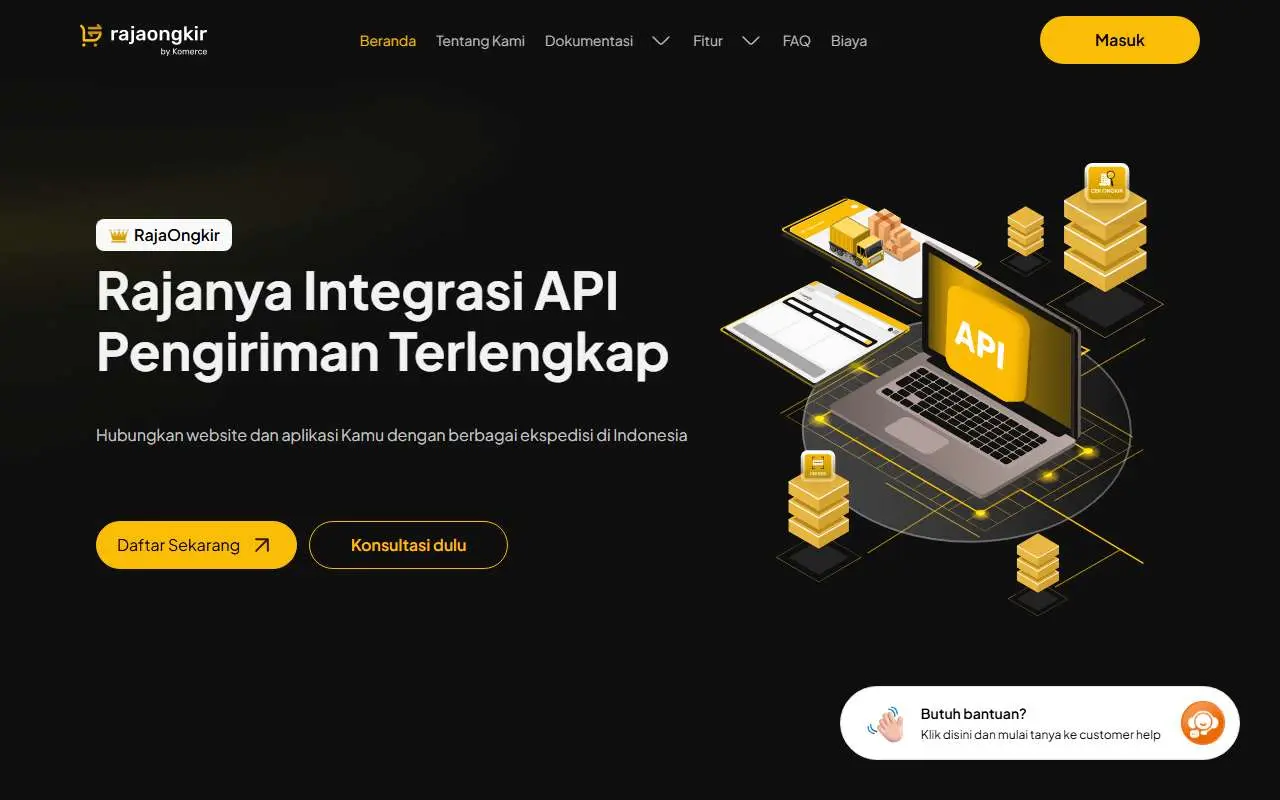 Tampilan website resmi RajaOngkir (rajaongkir.com)