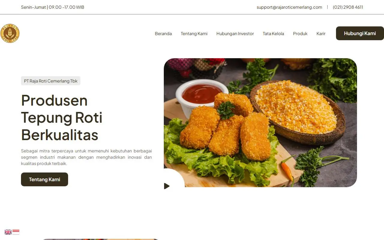 Tampilan website resmi Raja Roti Cemerlang (rajaroticemerlang.com)