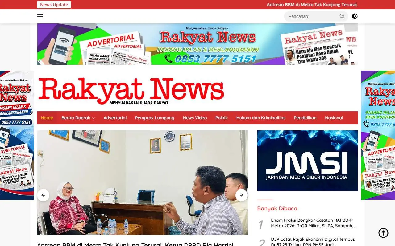 Tampilan website resmi Rakyat News (rakyatnews.co.id)