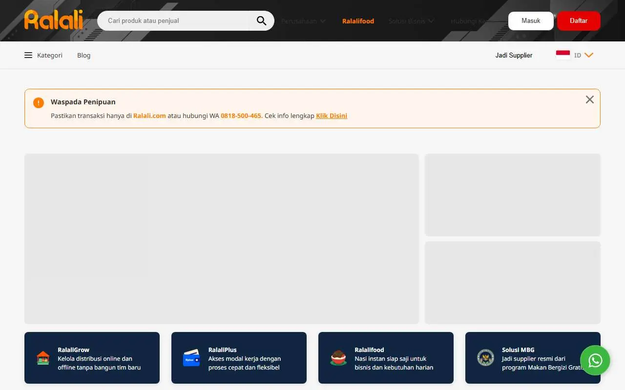 Tampilan website resmi Ralali (ralali.com)