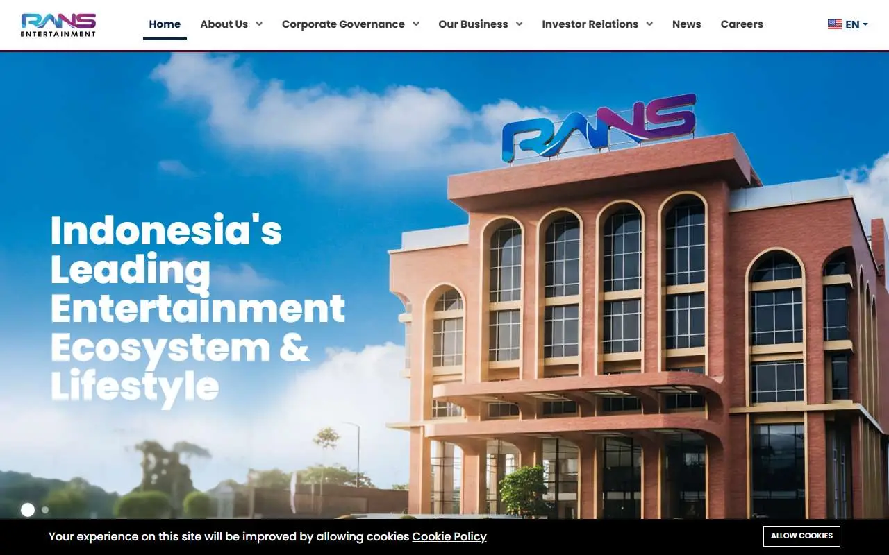 Tampilan website resmi RANS Entertainment (ransentertainment.co.id)