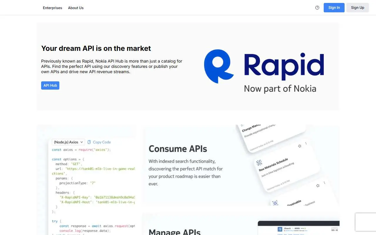 Tampilan website resmi RapidAPI (rapidapi.com)
