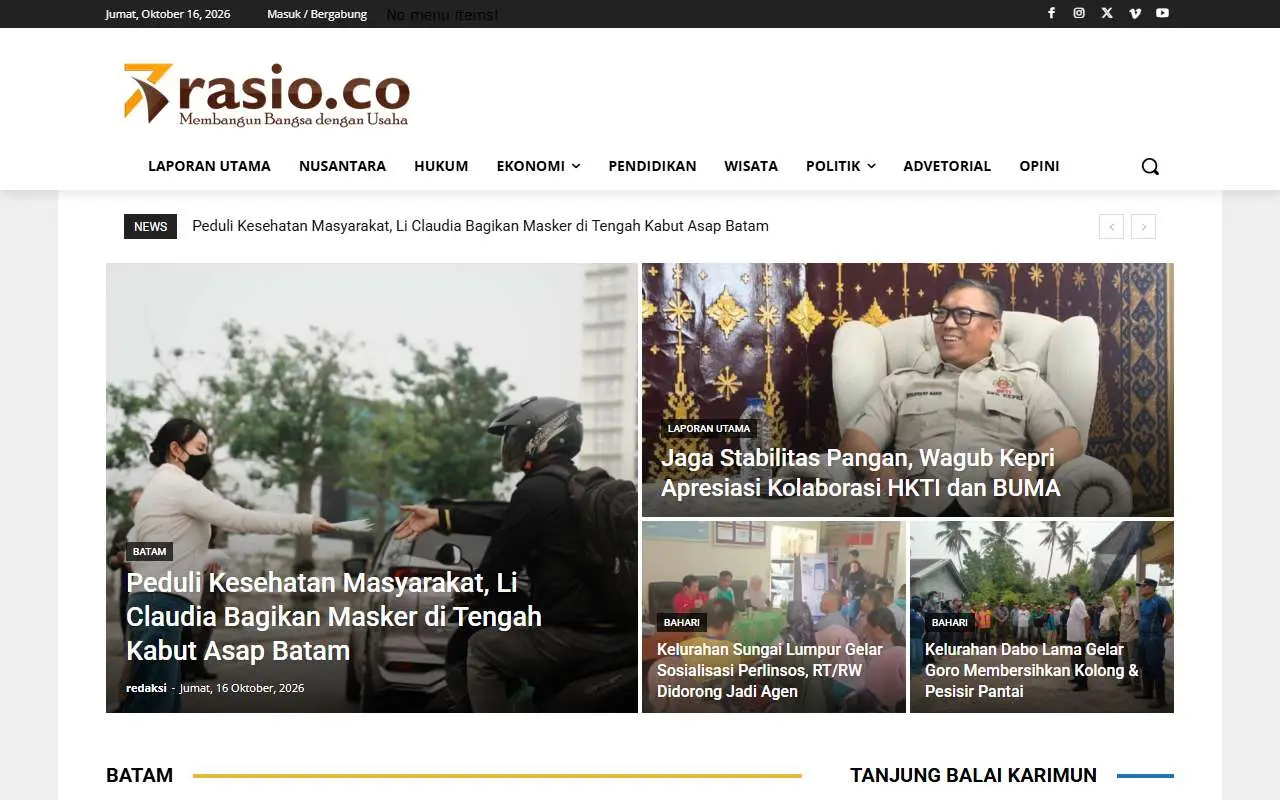Tampilan website resmi Rasio (rasio.co)