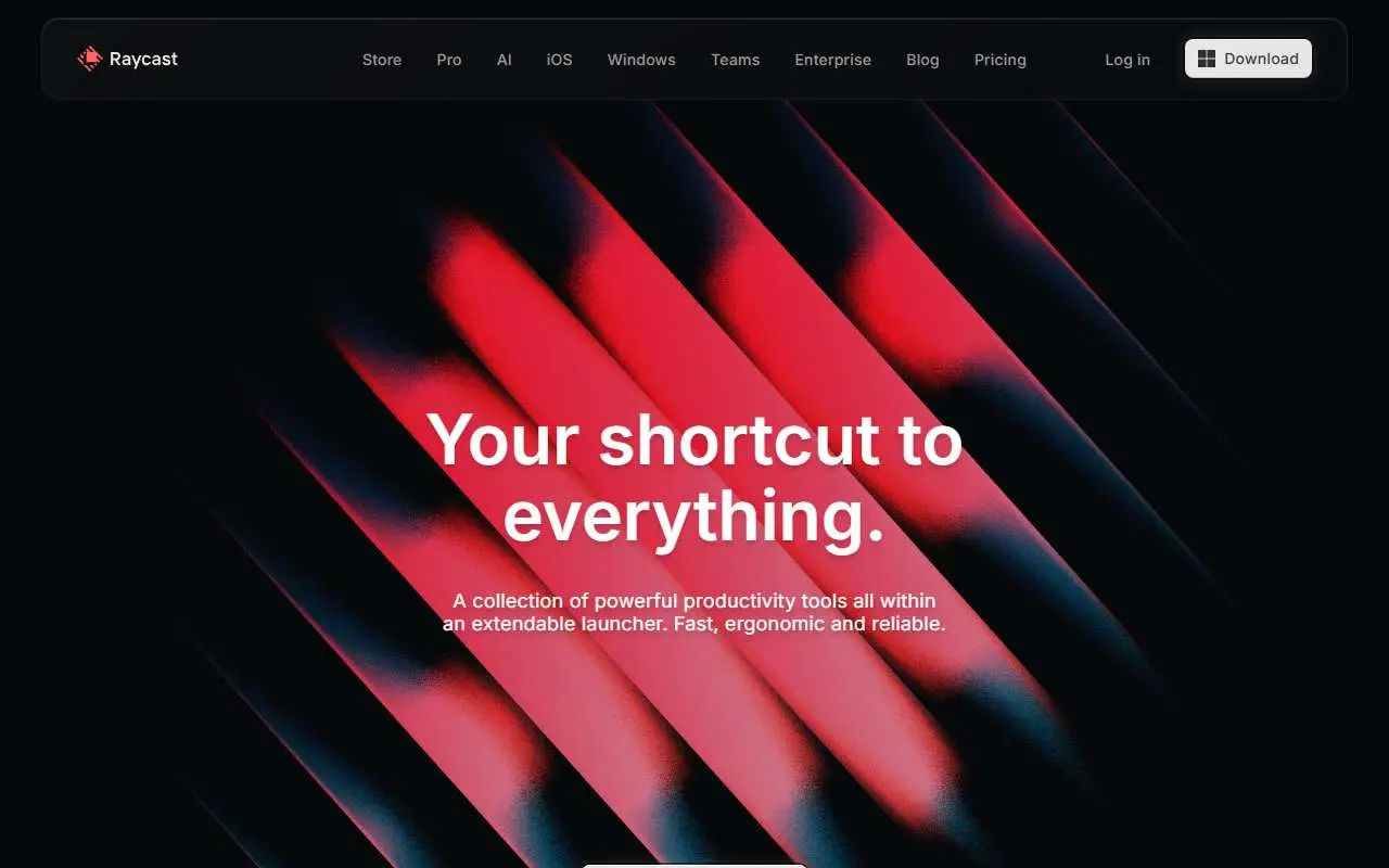 Tampilan website resmi Raycast (raycast.com)