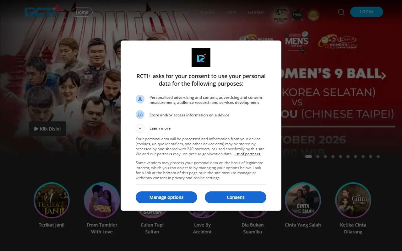 Tampilan website resmi RCTI+ (rctiplus.com)