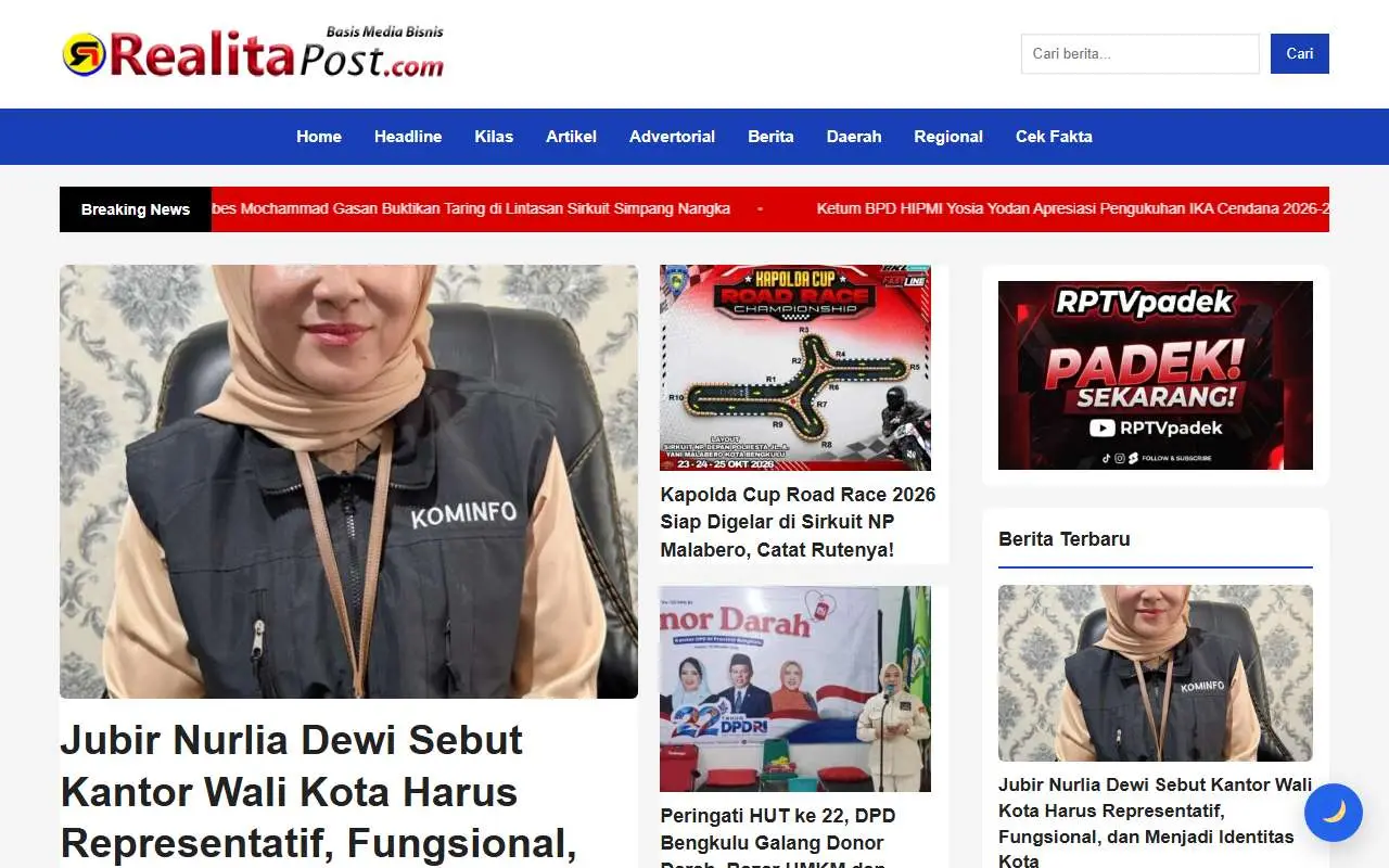 Tampilan website resmi Realita Post (realitapost.com)