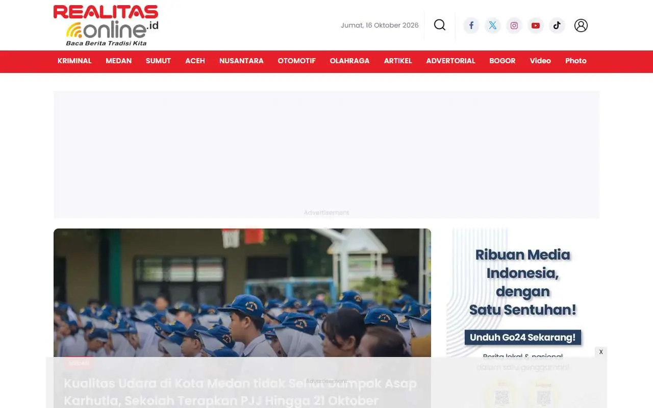 Tampilan website resmi Realitas Online (realitasonline.id)